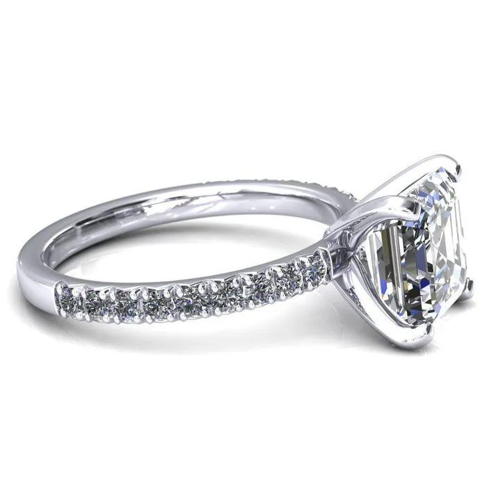 Fire Brilliance Nefili Asscher Moissanite 4 Prong 58 Eternity Diamond French Pave Engagement Ring Rings