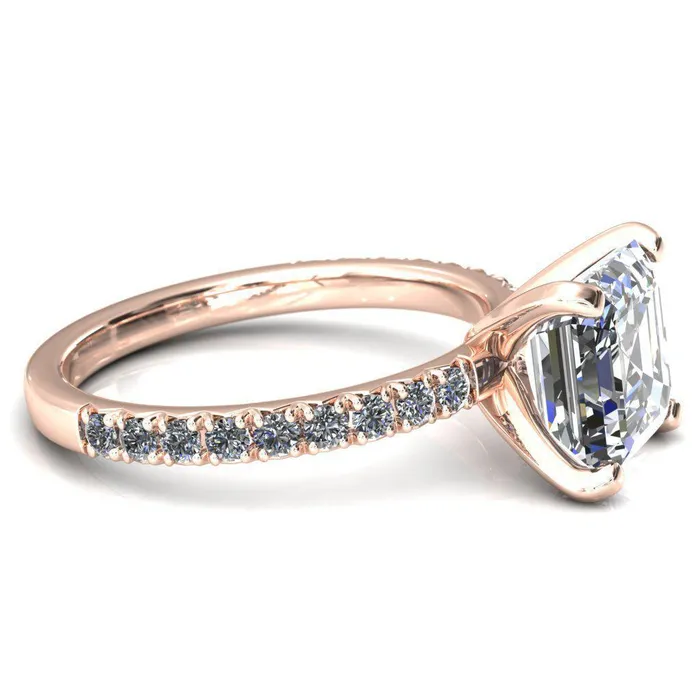 Fire Brilliance Nefili Asscher Moissanite 4 Prong 58 Eternity Diamond French Pave Engagement Ring Rings