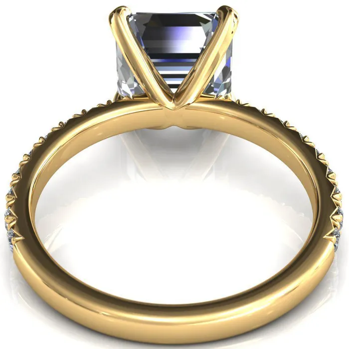 Fire Brilliance Nefili Asscher Moissanite 4 Prong 58 Eternity Diamond French Pave Engagement Ring Rings