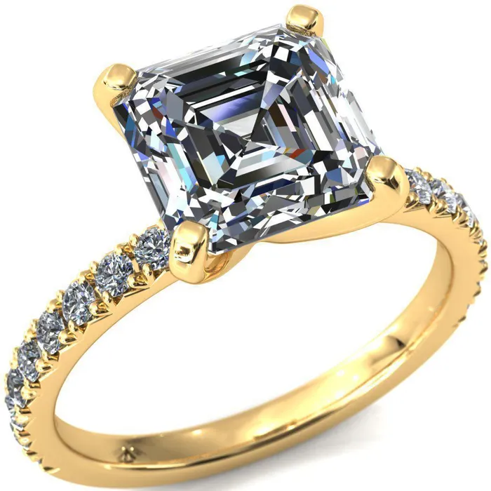 Fire Brilliance Nefili Asscher Moissanite 4 Prong 58 Eternity Diamond French Pave Engagement Ring Rings