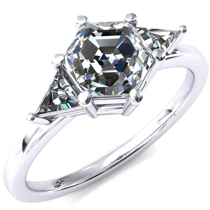 Fire Brilliance Rings 75mm Hexagon 3 Stone Triangle Ring
