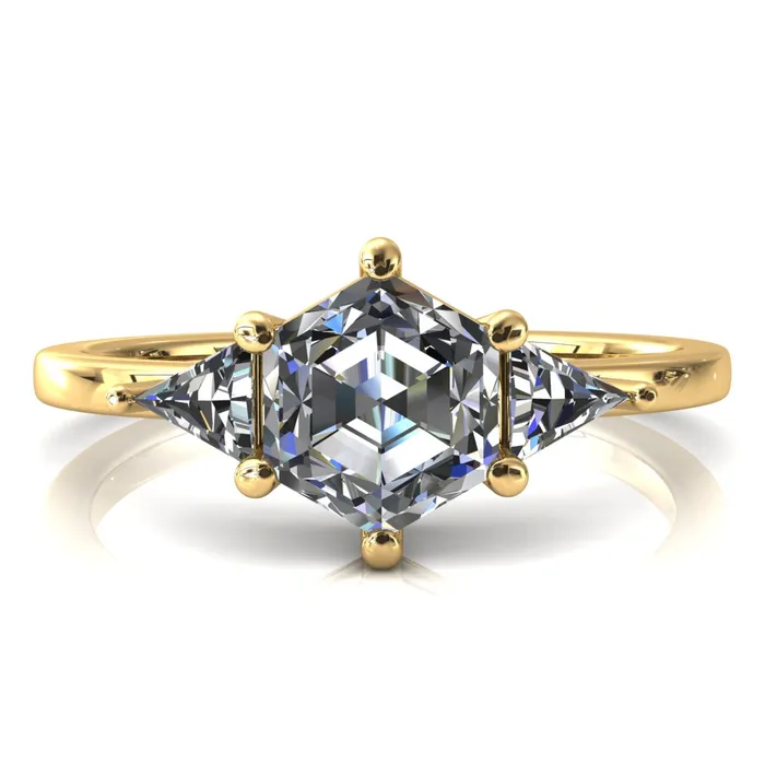 Fire Brilliance Rings 75mm Hexagon 3 Stone Triangle Ring