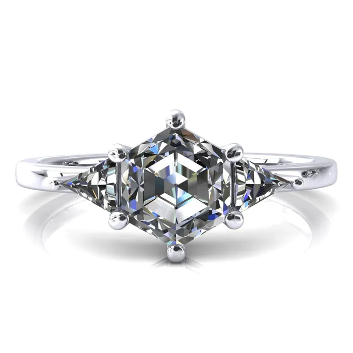 Fire Brilliance Rings 75mm Hexagon 3 Stone Triangle Ring