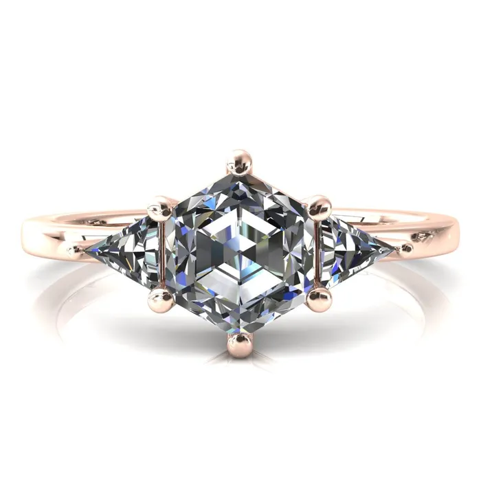 Fire Brilliance Rings 75mm Hexagon 3 Stone Triangle Ring