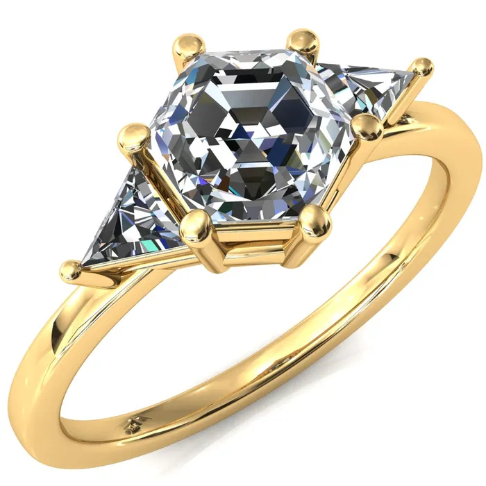 Fire Brilliance Rings 75mm Hexagon 3 Stone Triangle Ring
