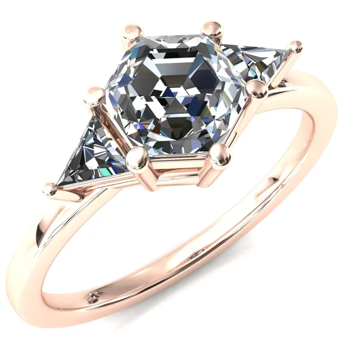 Fire Brilliance Rings 75mm Hexagon 3 Stone Triangle Ring