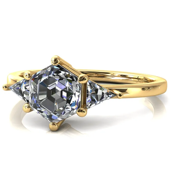 Fire Brilliance Rings 75mm Hexagon 3 Stone Triangle Ring