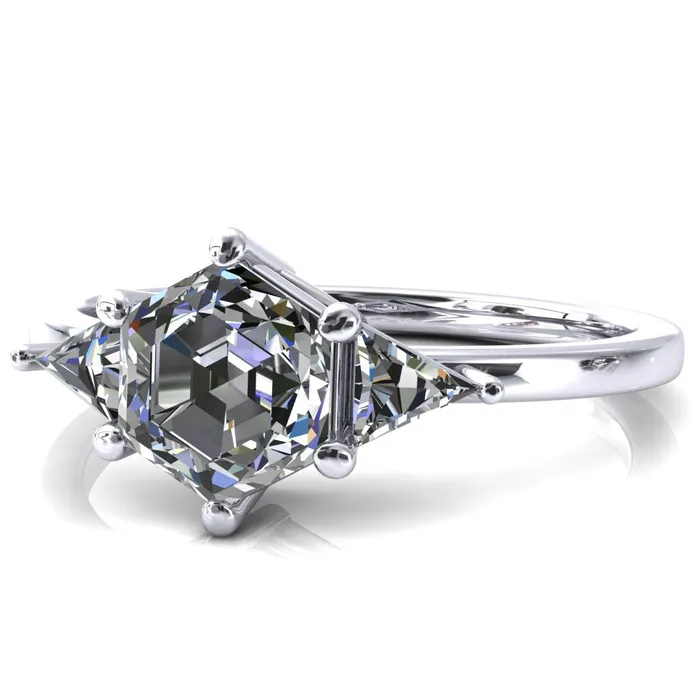 Fire Brilliance Rings 75mm Hexagon 3 Stone Triangle Ring
