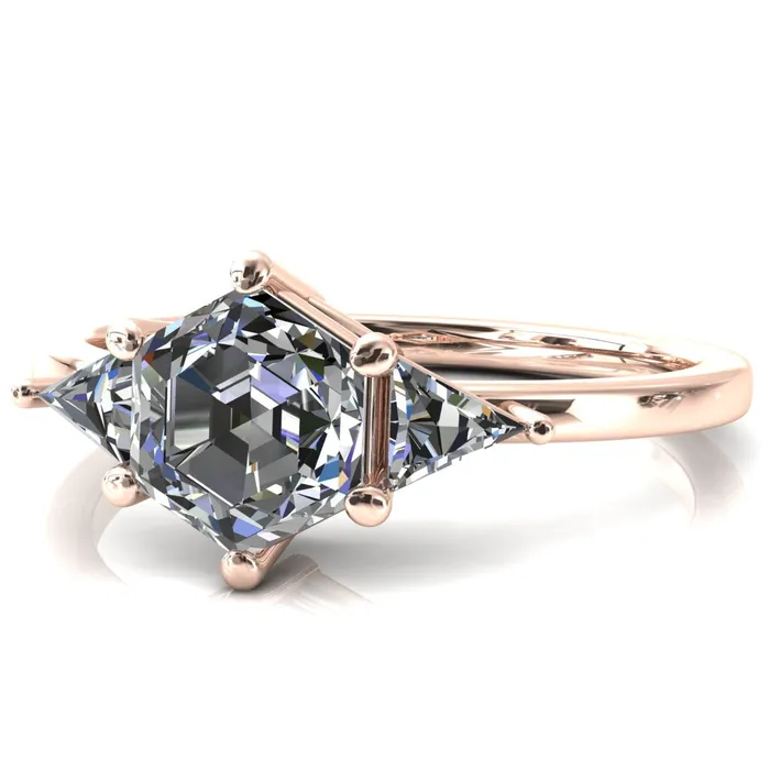 Fire Brilliance Rings 75mm Hexagon 3 Stone Triangle Ring