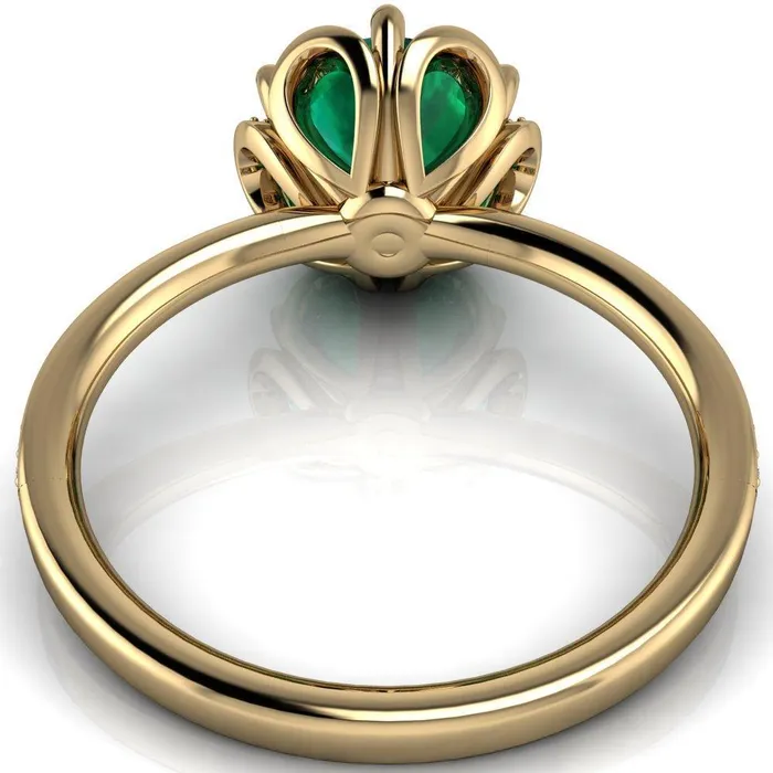Fire Brilliance Rings Daisy Round Emerald Floral Diamond Basket Design and Diamond Shoulders Ring