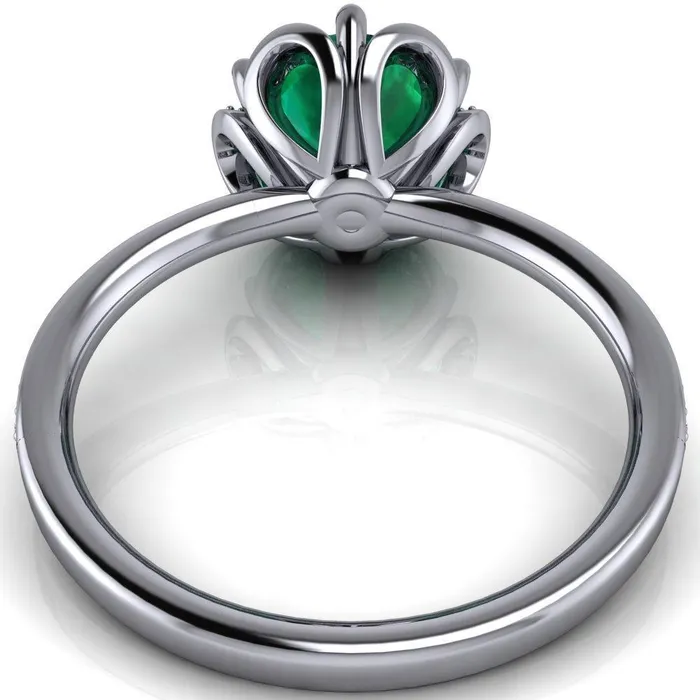 Fire Brilliance Rings Daisy Round Emerald Floral Diamond Basket Design and Diamond Shoulders Ring
