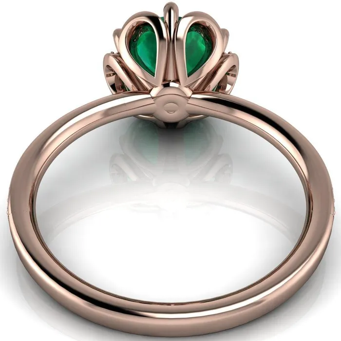 Fire Brilliance Rings Daisy Round Emerald Floral Diamond Basket Design and Diamond Shoulders Ring