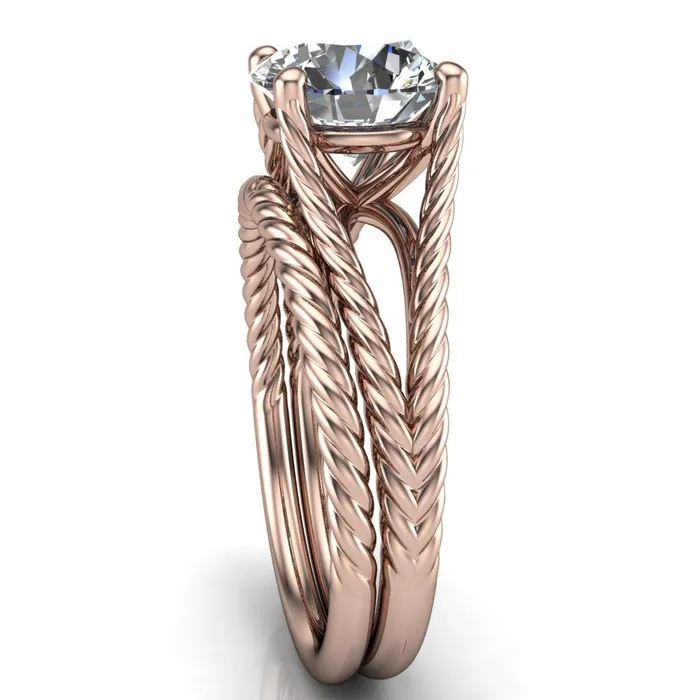 Fire Brilliance Rings Gabriel Round Center Stone Split Band 4 Prong Engagement Ring