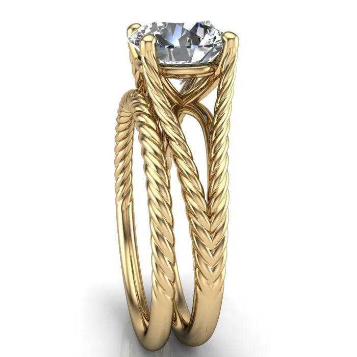 Fire Brilliance Rings Gabriel Round Center Stone Split Band 4 Prong Engagement Ring