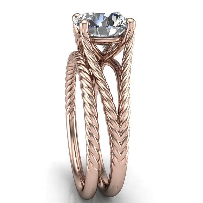 Fire Brilliance Rings Gabriel Round Center Stone Split Band 4 Prong Engagement Ring