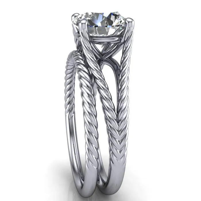 Fire Brilliance Rings Gabriel Round Center Stone Split Band 4 Prong Engagement Ring