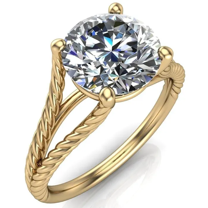 Fire Brilliance Rings Gabriel Round Center Stone Split Band 4 Prong Engagement Ring