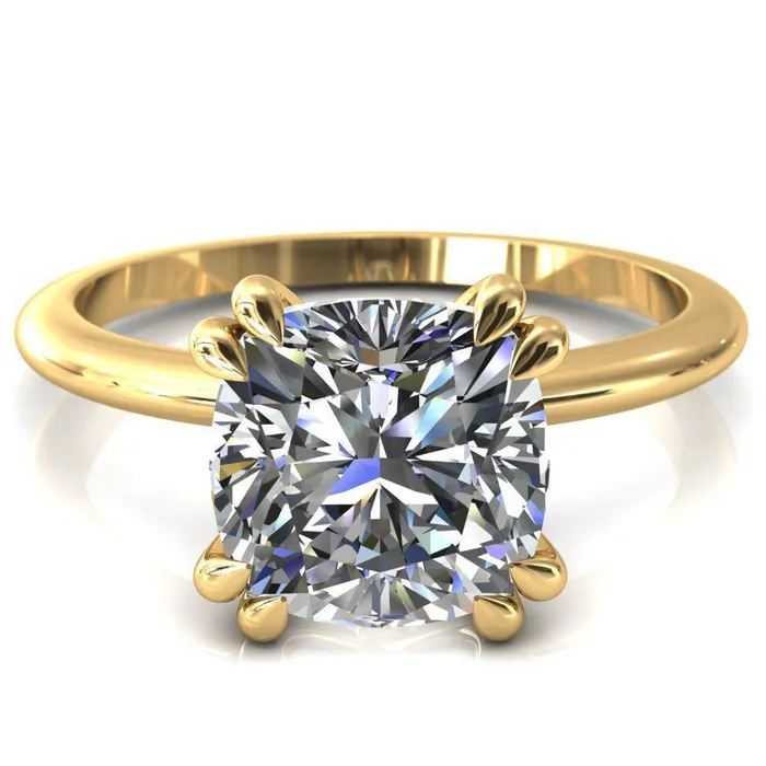 Fire Brilliance Rings Gracey Cushion Center Stone 4 Double Claw Prong Engagement Ring