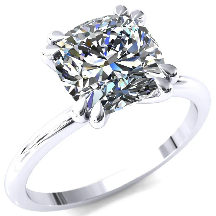 Fire Brilliance Rings Gracey Cushion Center Stone 4 Double Claw Prong Engagement Ring