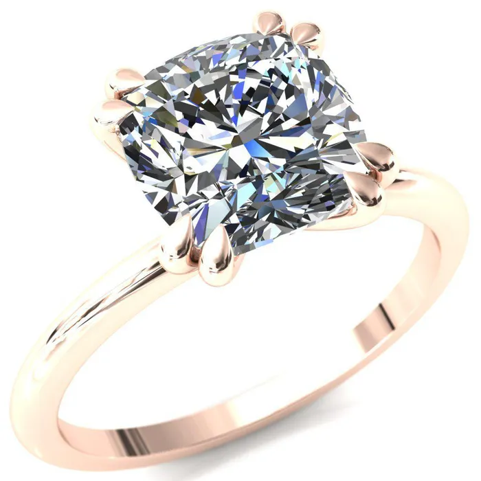 Fire Brilliance Rings Gracey Cushion Center Stone 4 Double Claw Prong Engagement Ring