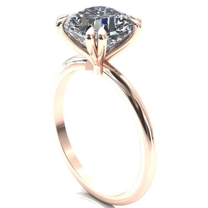 Fire Brilliance Rings Gracey Cushion Center Stone 4 Double Claw Prong Engagement Ring
