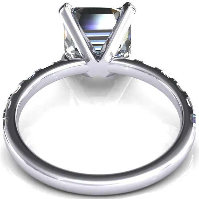 Fire Brilliance Rings Judie Asscher Moissanite 4 VProng 12 Micropav Baguette Diamond Accent Engagement Ring