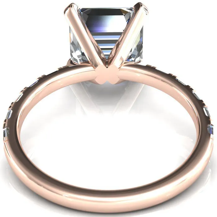 Fire Brilliance Rings Judie Asscher Moissanite 4 VProng 12 Micropav Baguette Diamond Accent Engagement Ring