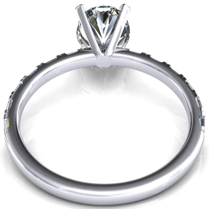 Fire Brilliance Rings Judie Oval Center Stone 4 VProng 12 Micropav Baguette Diamond Accent Engagement Ring