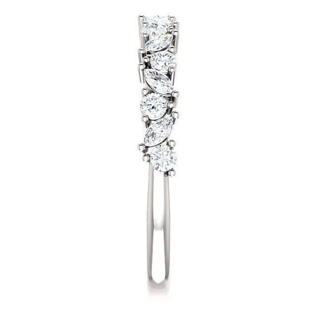 Fire Brilliance Rings Juliette Round and Marquise Diamond 12 Eternity Under Bezel Wedding Anniversary Band