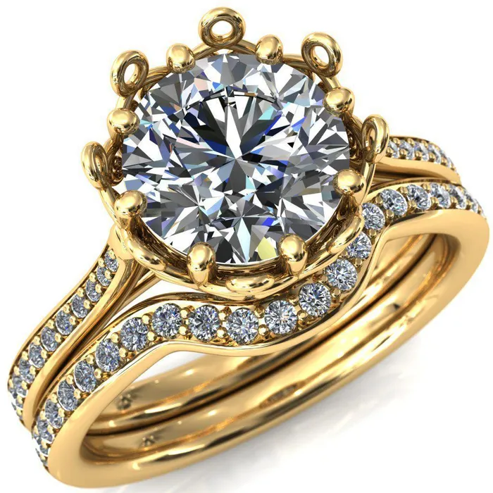 Fire Brilliance Rings Katherine Round Center Stone Bezel Filigree Heart Crown Diamond Neck Channel Set Ring Fire Brilliance Rings Katherine Round Center Stone Bezel Filigree Heart Crown Diamond Neck Channel Set Ring