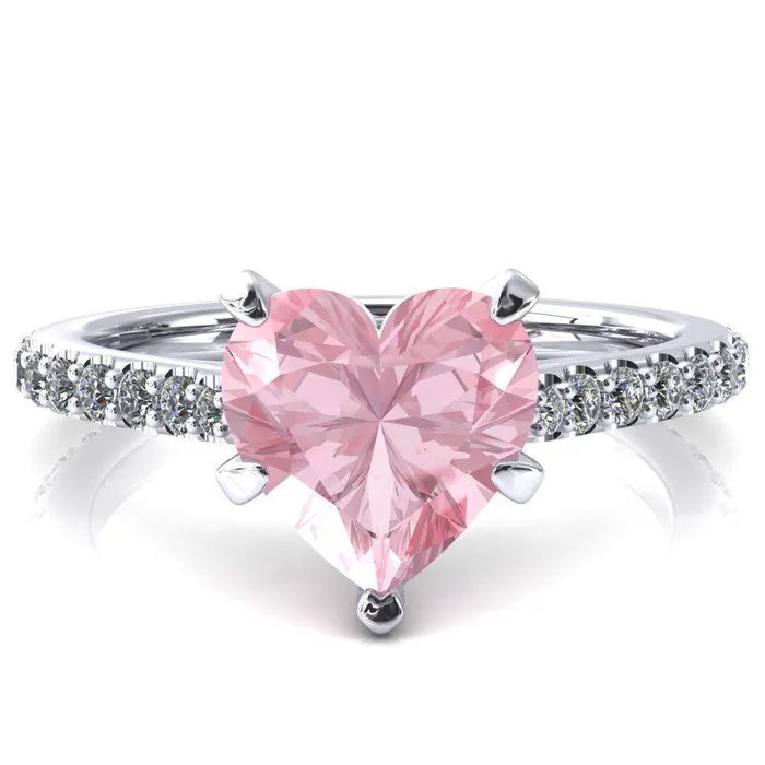 Fire Brilliance Rings Kelsy Heart Pink Sapphire 5 Prong 34 Shared Scalloped Inverted Cathedral Ring Fire Brilliance Rings Kelsy Heart Pink Sapphire 5 Prong 34 Shared Scalloped Inverted Cathedral Ring