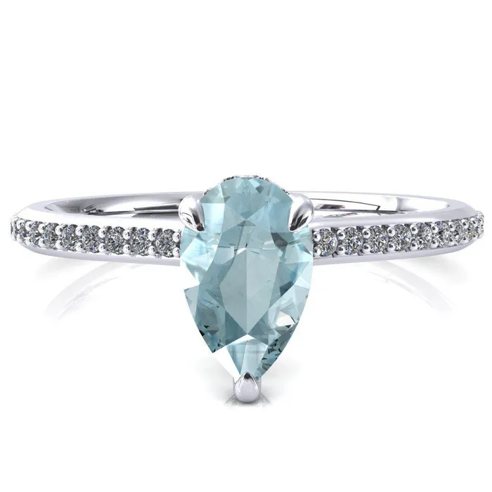 Fire Brilliance Rings Kiki Pear Aqua Blue Spinel 3 Prongs Claw Floating Halo 12 Pinpoint Inverted Cathedral Ring Fire Brilliance Rings Kiki Pear Aqua Blue Spinel 3 Prongs Claw Floating Halo 12 Pinpoint Inverted Cathedral Ring