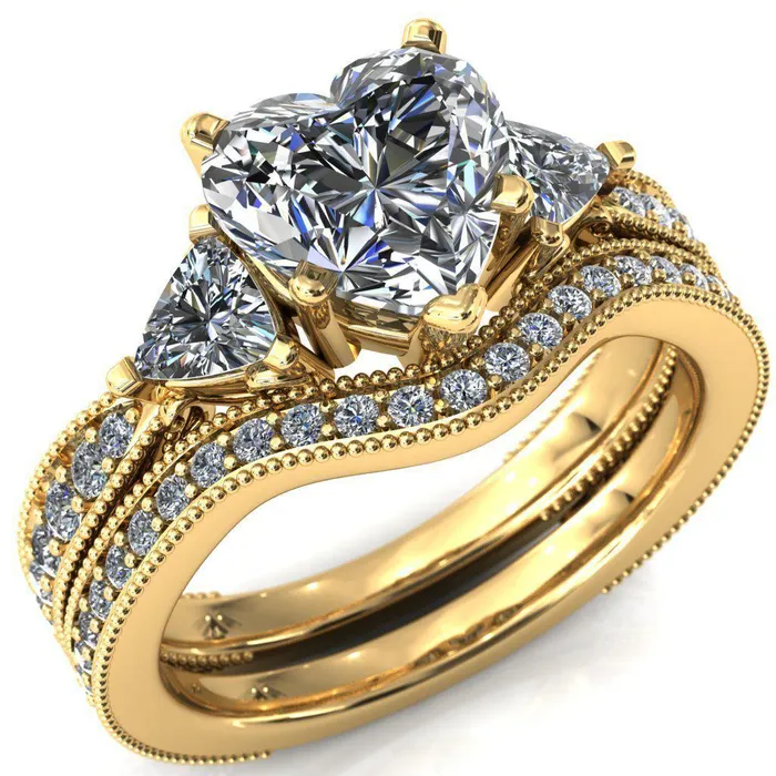 Fire Brilliance Rings Liah Heart Moissanite Side Trillion Milgrain Shank Diamond Ring Fire Brilliance Rings Liah Heart Moissanite Side Trillion Milgrain Shank Diamond Ring