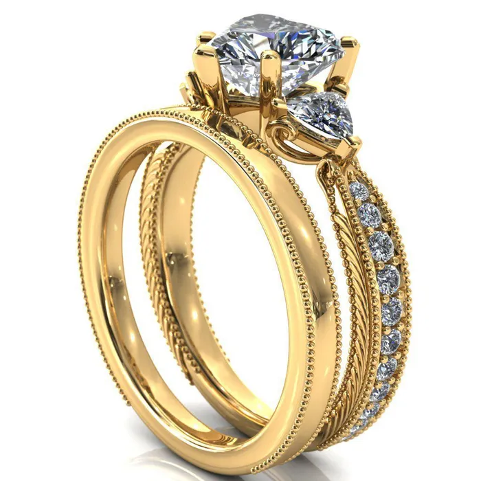 Fire Brilliance Rings Liah Heart Moissanite Side Trillion Milgrain Shank Diamond Ring