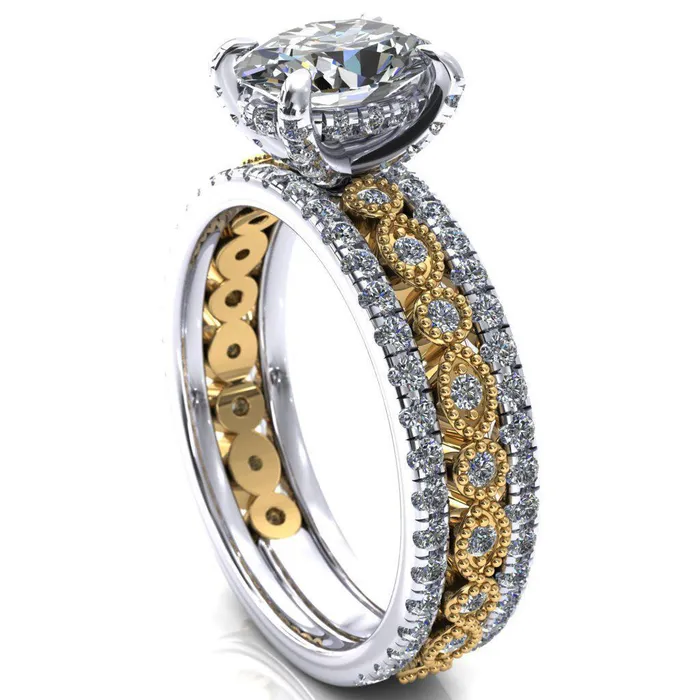 Fire Brilliance Rings Lizette Oval Center Stone 4 Claw Prong 34 Eternity Milgrain Diamond Shank Engagement Ring