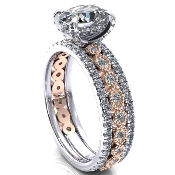 Fire Brilliance Rings Lizette Oval Center Stone 4 Claw Prong 34 Eternity Milgrain Diamond Shank Engagement Ring