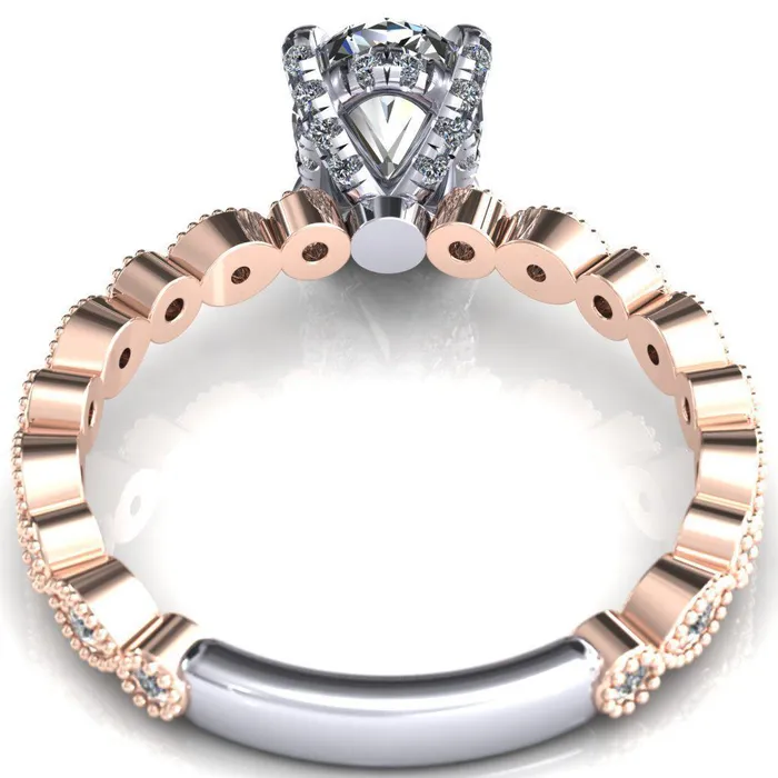 Fire Brilliance Rings Lizette Oval Center Stone 4 Claw Prong 34 Eternity Milgrain Diamond Shank Engagement Ring