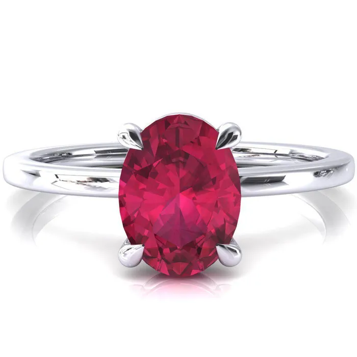 Fire Brilliance Rings Lyla Oval Ruby 4 Claw Prong Single Rail Solitaire Ring Fire Brilliance Rings Lyla Oval Ruby 4 Claw Prong Single Rail Solitaire Ring