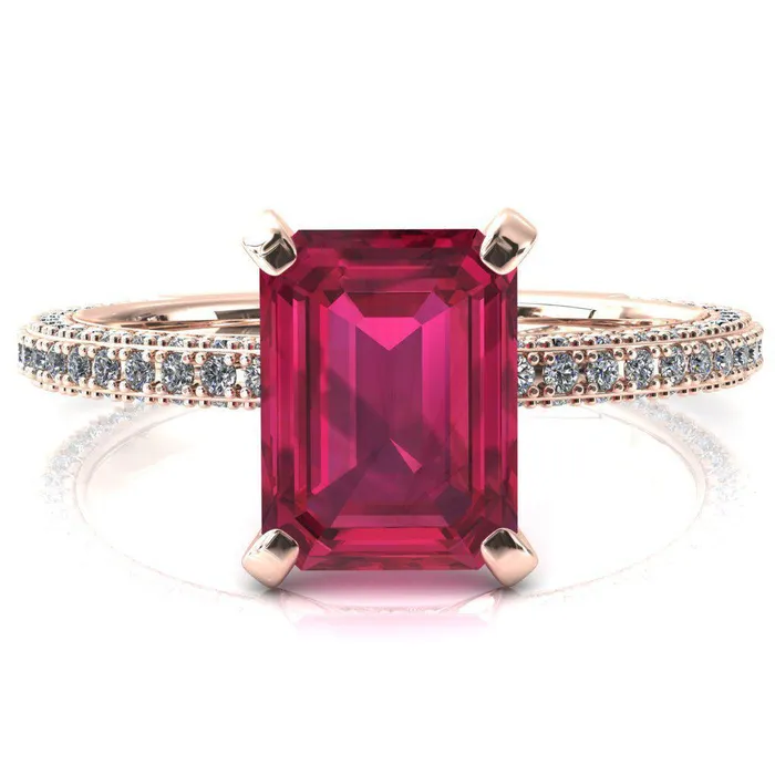 Fire Brilliance Rings Mariyah Emerald Ruby 4 Prong 34 Eternity 3 Sided Diamond Shank Engagement Ring