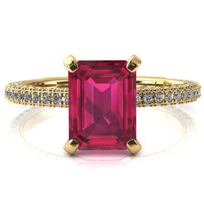 Fire Brilliance Rings Mariyah Emerald Ruby 4 Prong 34 Eternity 3 Sided Diamond Shank Engagement Ring