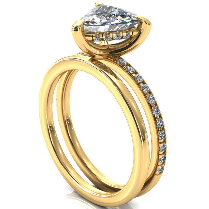 Fire Brilliance Rings Mayeli Trillion Moissanite 3 Claw Prong Micro Pave Diamond Sides Engagement Ring