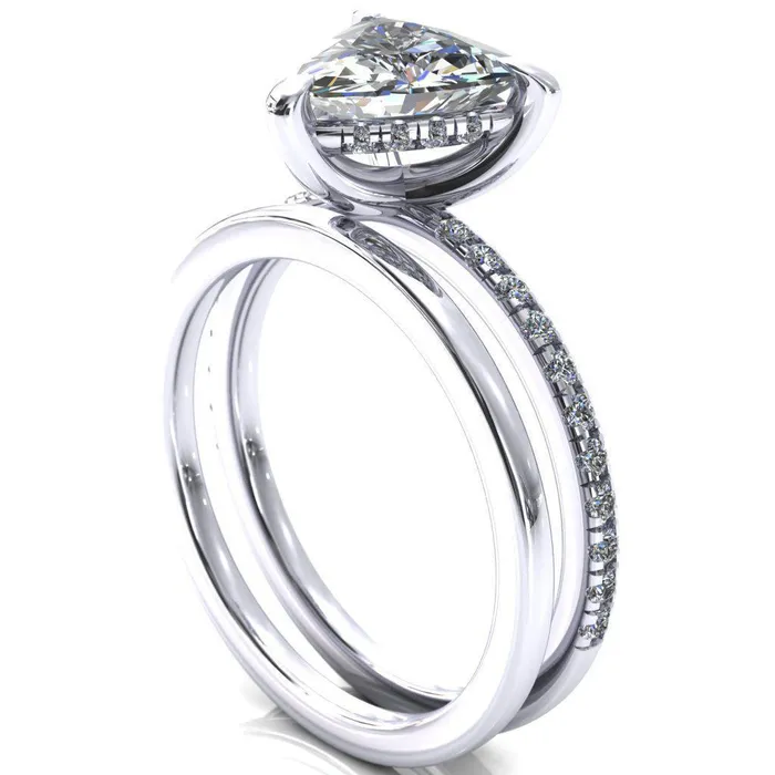 Fire Brilliance Rings Mayeli Trillion Moissanite 3 Claw Prong Micro Pave Diamond Sides Engagement Ring
