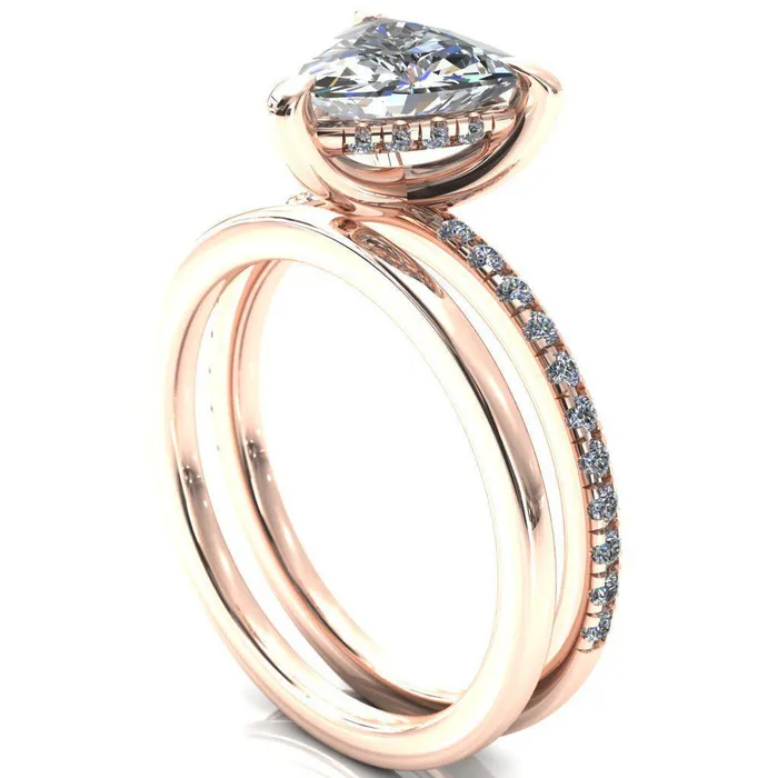 Fire Brilliance Rings Mayeli Trillion Moissanite 3 Claw Prong Micro Pave Diamond Sides Engagement Ring