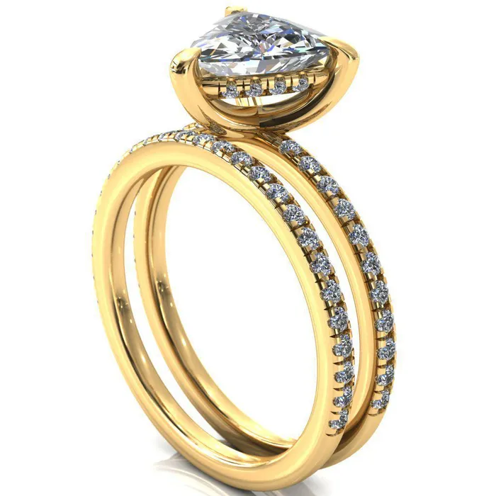 Fire Brilliance Rings Mayeli Trillion Moissanite 3 Claw Prong Micro Pave Diamond Sides Engagement Ring