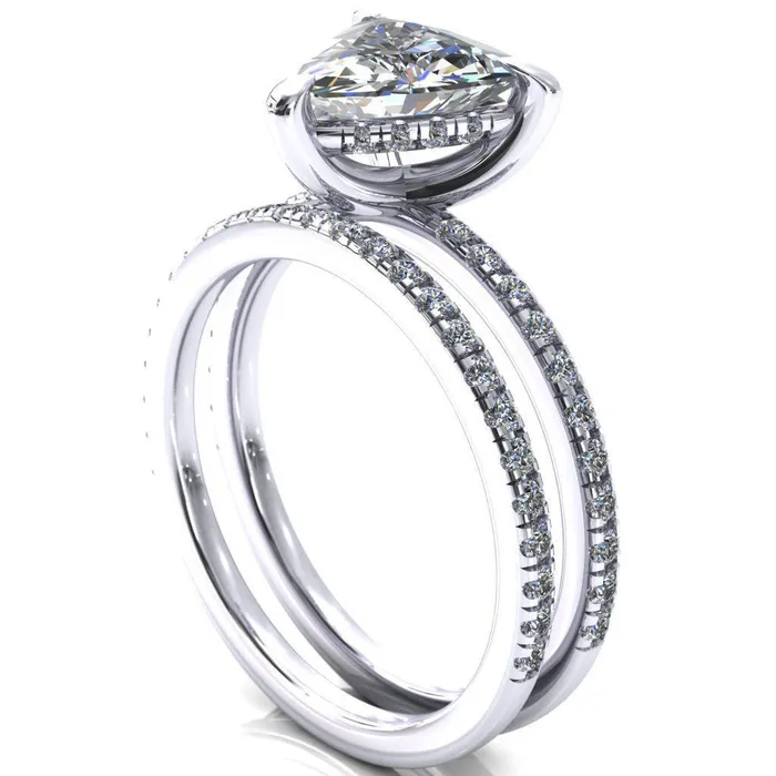 Fire Brilliance Rings Mayeli Trillion Moissanite 3 Claw Prong Micro Pave Diamond Sides Engagement Ring