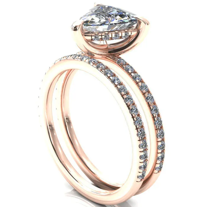Fire Brilliance Rings Mayeli Trillion Moissanite 3 Claw Prong Micro Pave Diamond Sides Engagement Ring