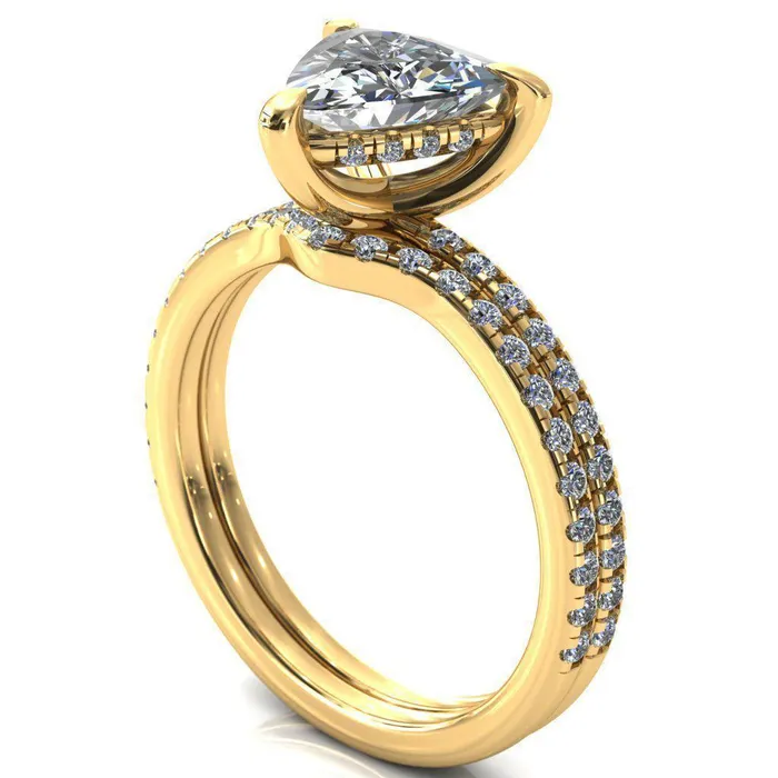 Fire Brilliance Rings Mayeli Trillion Moissanite 3 Claw Prong Micro Pave Diamond Sides Engagement Ring