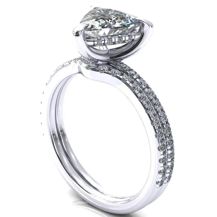 Fire Brilliance Rings Mayeli Trillion Moissanite 3 Claw Prong Micro Pave Diamond Sides Engagement Ring