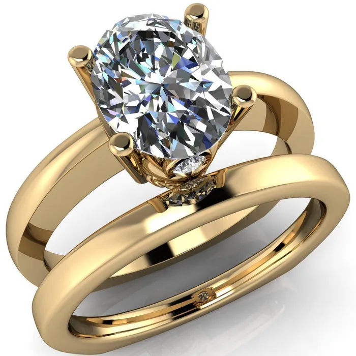 Fire Brilliance Rings Nessie Oval Center Stone 4 Prong Basket Setting Euro Shank Ring