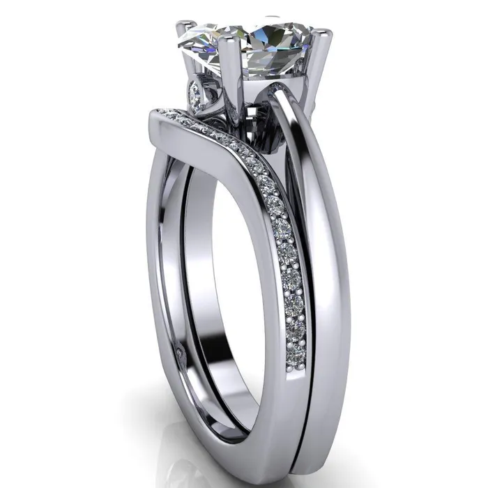 Fire Brilliance Rings Nessie Oval Center Stone 4 Prong Basket Setting Euro Shank Ring